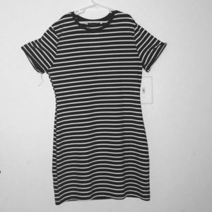 Black and White Striped T-Shirt Dress